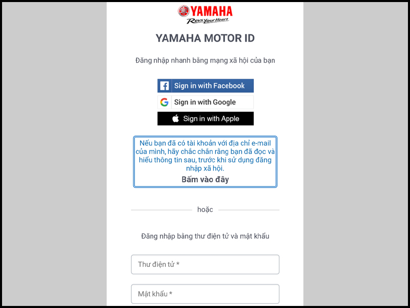 Đăng nhập Yamaha Motor
